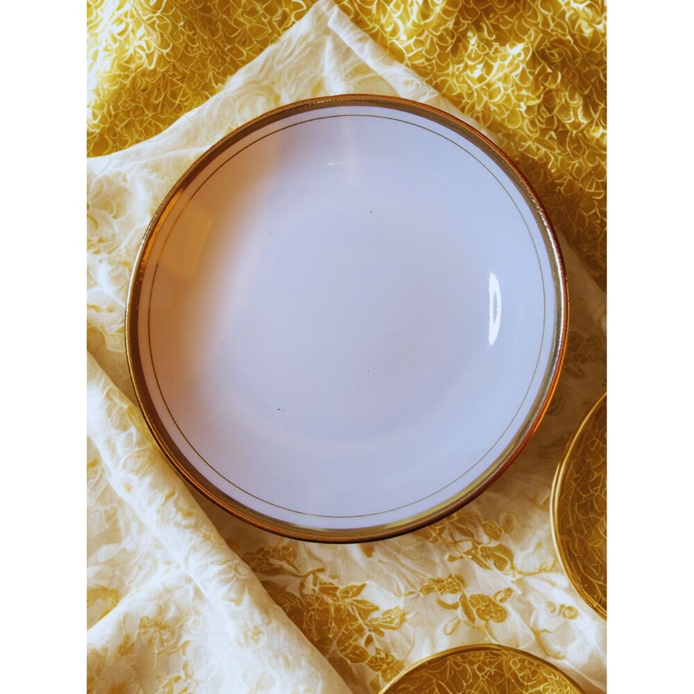 NOS Vintage 1950s Royalton China Japan "Island Gold" 3pc Berry Bowl Set Original